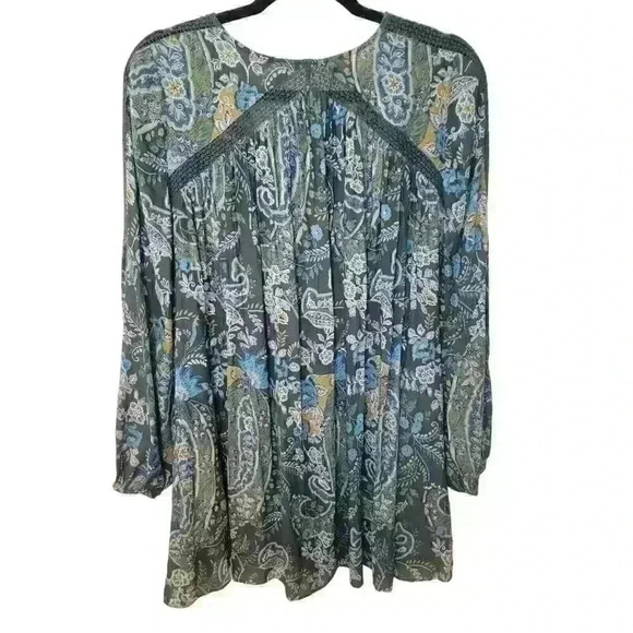 Free People Dress Size S Rain Shine Mini Tunic Boho Floral Paisley Oversized - Picture 3 of 16